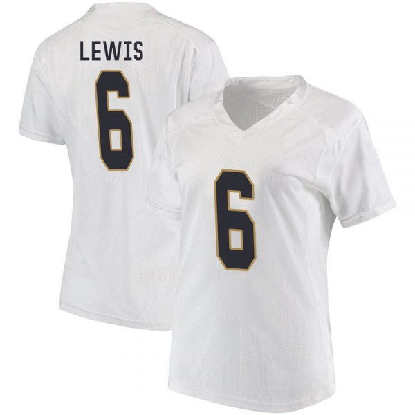 Clarence Lewis Notre Dame Fighting Irish NCAA Women's #6 White Game College Stitched Football Jersey NTJ6655IV